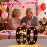 Chiffres lumineux à LED - Chiffres lumineux 60 - 21,6 cm - Chiffres lumineux pour 60e anniversaire - Décoration de mariage - Déc