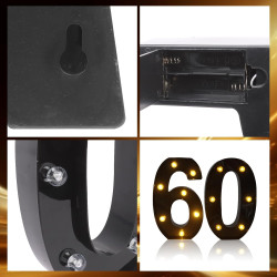 Chiffres lumineux à LED - Chiffres lumineux 60 - 21,6 cm - Chiffres lumineux pour 60e anniversaire - Décoration de mariage - Déc