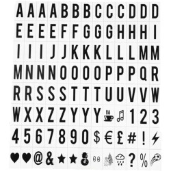 Lot de 104 boîtes lumineuses cinématographiques de rechange noires - Lot de 104 lettres et chiffres de rechange pour boîte aux l