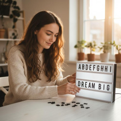 Lot de 104 boîtes lumineuses cinématographiques de rechange noires - Lot de 104 lettres et chiffres de rechange pour boîte aux l