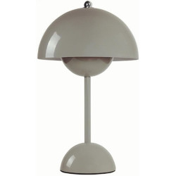 TRIXES Lampe de table champignon gris rechargeable – Lampe de table sans fil à intensité variable, 3 couleurs de lumière LED rég