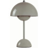 TRIXES Lampe de table champignon gris rechargeable – Lampe de table sans fil à intensité variable, 3 couleurs de lumière LED rég