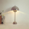 TRIXES Lampe de table champignon gris rechargeable – Lampe de table sans fil à intensité variable, 3 couleurs de lumière LED rég