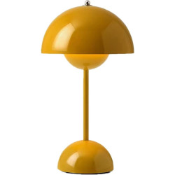 TRIXES Lampe de table rechargeable en forme de champignon jaune moutarde - Lampe portable sans fil - 2000 mAh - Rechargeable par