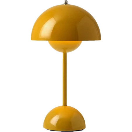 TRIXES Lampe de table rechargeable en forme de champignon jaune moutarde - Lampe portable sans fil - 2000 mAh - Rechargeable par