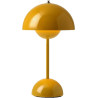 TRIXES Lampe de table rechargeable en forme de champignon jaune moutarde - Lampe portable sans fil - 2000 mAh - Rechargeable par