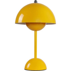 TRIXES Lampe de table rechargeable en forme de champignon jaune moutarde - Lampe portable sans fil - 2000 mAh - Rechargeable par
