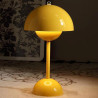 TRIXES Lampe de table rechargeable en forme de champignon jaune moutarde - Lampe portable sans fil - 2000 mAh - Rechargeable par
