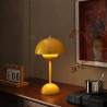TRIXES Lampe de table rechargeable en forme de champignon jaune moutarde - Lampe portable sans fil - 2000 mAh - Rechargeable par