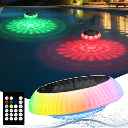 Toowell Éclairage de piscine solaire étanche à LED avec télécommande, RVB, minuterie, 6 couleurs, 12 modes, éclairage flottant p