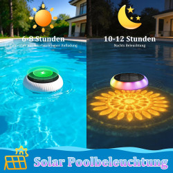 Toowell Éclairage de piscine solaire étanche à LED avec télécommande, RVB, minuterie, 6 couleurs, 12 modes, éclairage flottant p