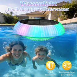 Toowell Éclairage de piscine solaire étanche à LED avec télécommande, RVB, minuterie, 6 couleurs, 12 modes, éclairage flottant p