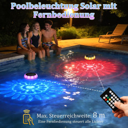 Toowell Éclairage de piscine solaire étanche à LED avec télécommande, RVB, minuterie, 6 couleurs, 12 modes, éclairage flottant p