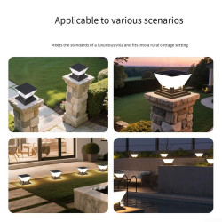 Lampes piliers solaires pour jardin extérieur, IP65 étanche à LED avec 3 températures de couleur, chemin à énergie solaire pour 