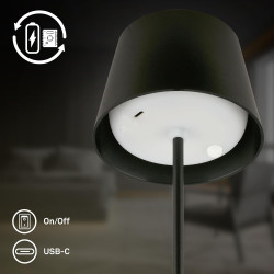 BRILONER - Lampe de table sans fil, variateur tactile continu, fonction mémoire, ip44, câble usb-c, batterie remplaçable, lampe 