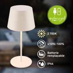 BRILONER - Lampe de table sans fil, variateur tactile continu, fonction mémoire, ip44, câble usb-c, batterie remplaçable, lampe 