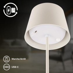BRILONER - Lampe de table sans fil, variateur tactile continu, fonction mémoire, ip44, câble usb-c, batterie remplaçable, lampe 
