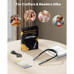Zivacate Lampe de Lecture de Cou Rechargeable, 3 Températures & 5 Niveaux Réglables, Mains Libres, Minuterie 30/60 Min, Gradatio