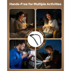 Zivacate Lampe de Lecture de Cou Rechargeable, 3 Températures & 5 Niveaux Réglables, Mains Libres, Minuterie 30/60 Min, Gradatio