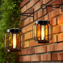 Lot de 2 lampes solaires à suspendre pour l'extérieur - Lanternes solaires rétro à LED - Décoration de jardin - Étanche - En mét
