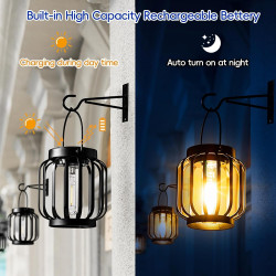 Lot de 2 lampes solaires à suspendre pour l'extérieur - Lanternes solaires rétro à LED - Décoration de jardin - Étanche - En mét