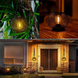 Lot de 2 lampes solaires à suspendre pour l'extérieur - Lanternes solaires rétro à LED - Décoration de jardin - Étanche - En mét