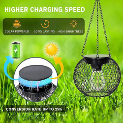 Lot de 2 lampes solaires à suspendre pour l'extérieur - Lanternes solaires rétro à LED - Décoration de jardin - Étanche - En mét