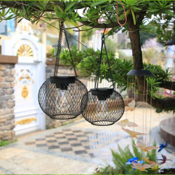 Lot de 2 lampes solaires à suspendre pour l'extérieur - Lanternes solaires rétro à LED - Décoration de jardin - Étanche - En mét