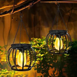 Lot de 2 lampes solaires à suspendre pour l'extérieur - Lanternes solaires rétro à LED - Décoration de jardin - Étanche - En mét