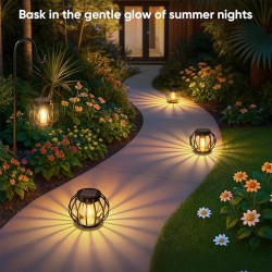 Lot de 2 lampes solaires à suspendre pour l'extérieur - Lanternes solaires rétro à LED - Décoration de jardin - Étanche - En mét