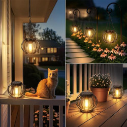 Lot de 2 lampes solaires à suspendre pour l'extérieur - Lanternes solaires rétro à LED - Décoration de jardin - Étanche - En mét