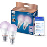 Philips Smart Lighting, Ampoule Connectée LED RGB A60, Pack 2, Culot E27, 1521 lm, Lumière Couleur et Blanc Réglable 2200-6500 K