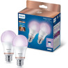 Philips Smart Lighting, Ampoule Connectée LED RGB A60, Pack 2, Culot E27, 1521 lm, Lumière Couleur et Blanc Réglable 2200-6500 K