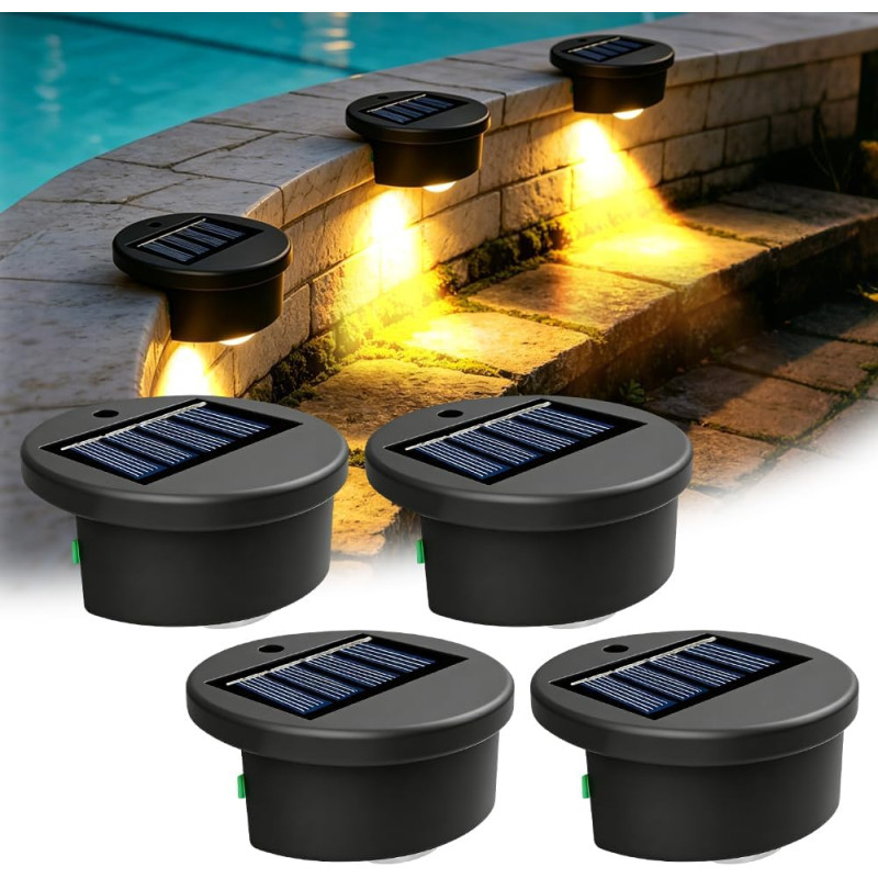 Lot de 4 lampes solaires de piscine, éclairage solaire pour extérieur, jardin, piscine, étanchéité IP65, lampes solaires pour pi
