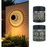 Lot de 2 projecteurs de mandalas à énergie solaire pour mur - Chaudes et étanches - Lanternes à énergie solaire en métal ajouré 