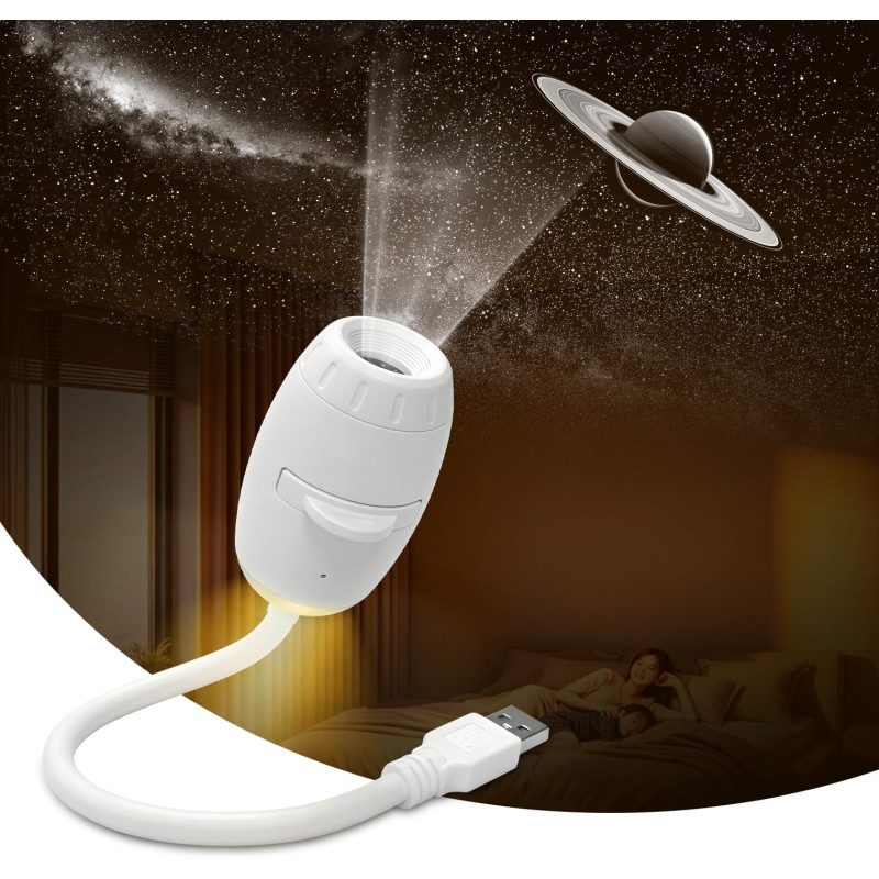 Veilleuse projecteur galaxie pour chambre à coucher – Lampe LED 2 en 1 USB ciel étoilé | Décoration de plafond de voiture et de 