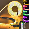 Bande LED COB RGBWW intelligente de 10 m, 672 LED/m, compatible avec Alexa et Google Assistant, synchronisation musicale, bande 