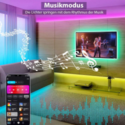 Bande LED COB RGBWW intelligente de 10 m, 672 LED/m, compatible avec Alexa et Google Assistant, synchronisation musicale, bande 