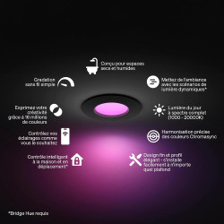 Philips Hue Spot Encastrable Fin, Plafonnier LED Encastré, 1000 lm, 90 mm, Fin, Spectre Complet 1000 K-20000 K, Gradation Ultra 