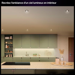 Philips Hue Spot Encastrable Fin, Plafonnier LED Encastré, 1000 lm, 90 mm, Fin, Spectre Complet 1000 K-20000 K, Gradation Ultra 