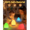 Veilleuse en forme d'œuf pour bébé – Lampe de chevet rechargeable 2600 mAh avec 3 températures de couleur + 12 couleurs RVB, int
