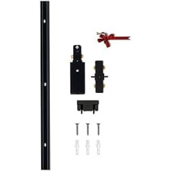 Éclairage de rail de type H - 1 circuit simple 220 V - 3 fils - Rail noir de 1 m avec connecteur 1-i supplémentaire et ancrages 