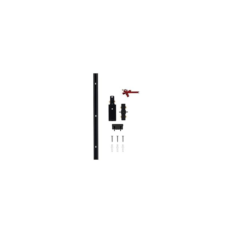 Éclairage de rail de type H - 1 circuit simple 220 V - 3 fils - Rail noir de 1 m avec connecteur 1-i supplémentaire et ancrages 
