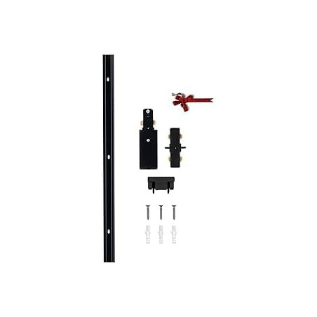 Éclairage de rail de type H - 1 circuit simple 220 V - 3 fils - Rail noir de 1 m avec connecteur 1-i supplémentaire et ancrages 