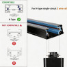 Éclairage de rail de type H - 1 circuit simple 220 V - 3 fils - Rail noir de 1 m avec connecteur 1-i supplémentaire et ancrages 