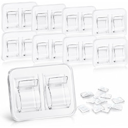 Lot de 25 crochets pour guirlande lumineuse d'extérieur, clips adhésifs transparents, résistants et sans dommages, adhésif étanc
