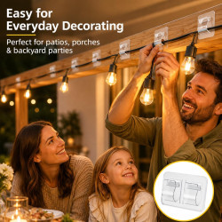 Lot de 25 crochets pour guirlande lumineuse d'extérieur, clips adhésifs transparents, résistants et sans dommages, adhésif étanc