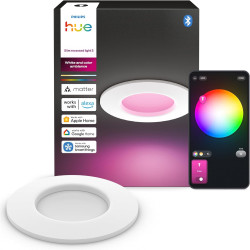 Philips Hue Spot Encastrable Fin, Plafonnier LED Encastré, 1000 lm, 90 mm, Fin, Spectre Complet 1000 K-20000 K, Gradation Ultra 