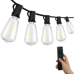 Brigros blanc guirlande lumineuse d'extérieur 27 lumières led basse consommation avec 4 modes, télécommande incluse