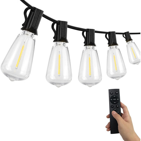 Brigros blanc guirlande lumineuse d'extérieur 27 lumières led basse consommation avec 4 modes, télécommande incluse